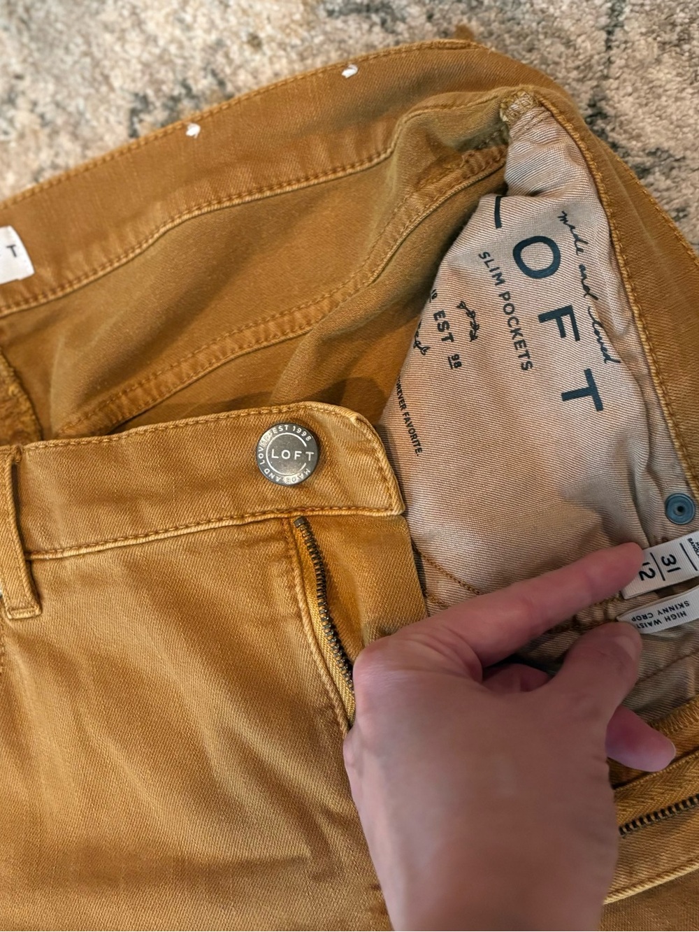 Loft Cropped High Waist Mustard Jeans - Picture 3 of 3
